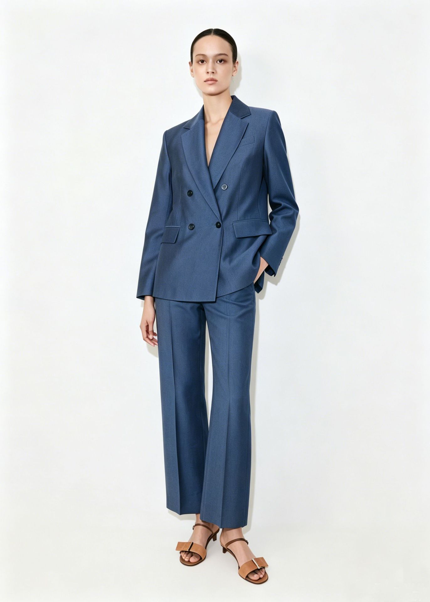 Women's Red Blazer and Straight-Leg Pants Set