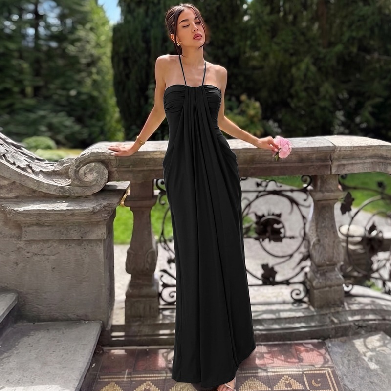 Women's Backless Ruched Tube Dress Solid Color Vacation