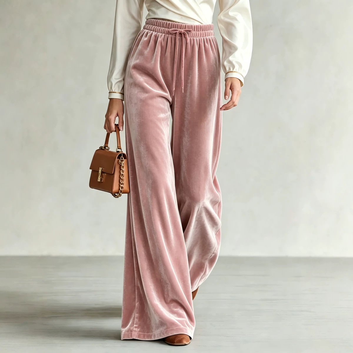 Women's High-Waist Wide-Leg Drawstring Pants with Pockets