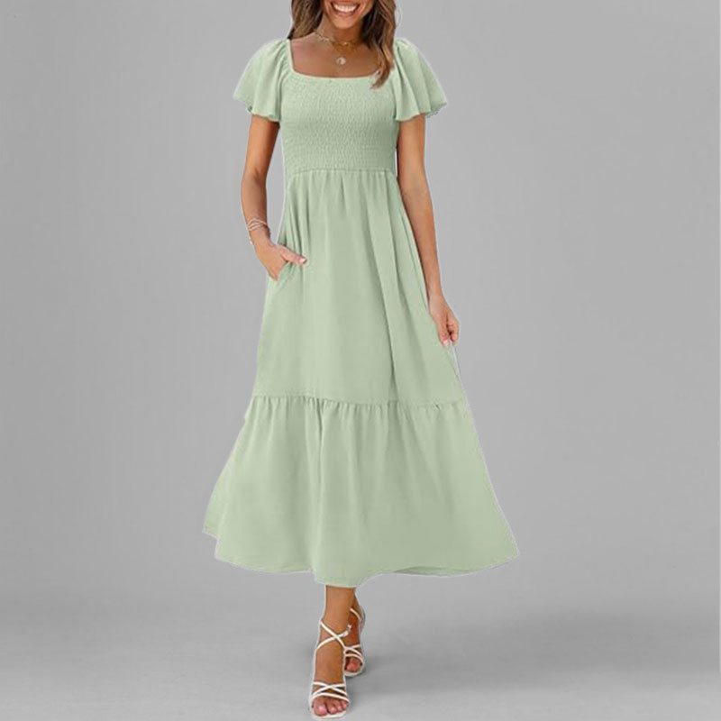 Women's Slim Fit Elegant Solid French Long Dress