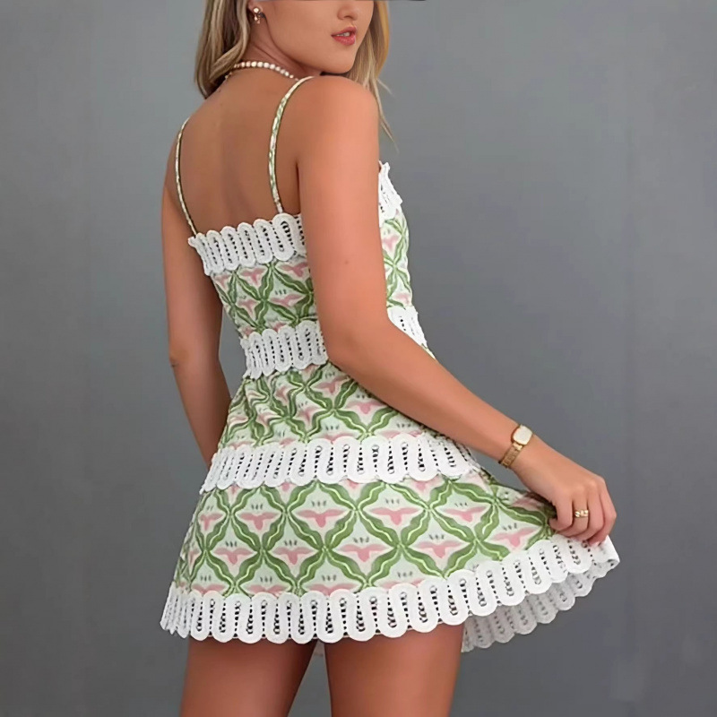 Lace Trim Strapless Linen Midi Dress