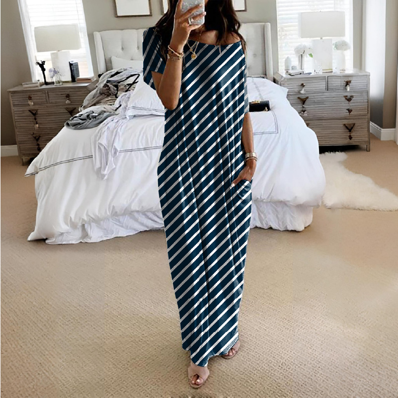 Women's Solid Color Short Sleeve Long Casual Dress
