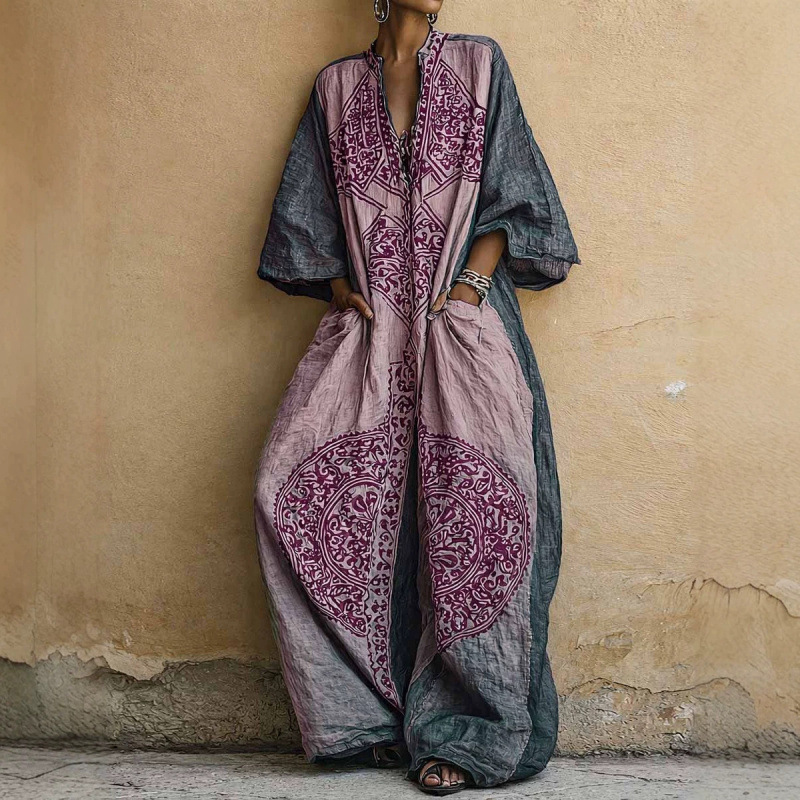 Women's Plus Size Boho Print Wide-Leg Jumpsuit