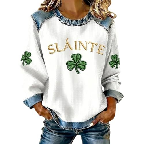Women's Clover Tree Plant Print Crewneck Sweatshirt