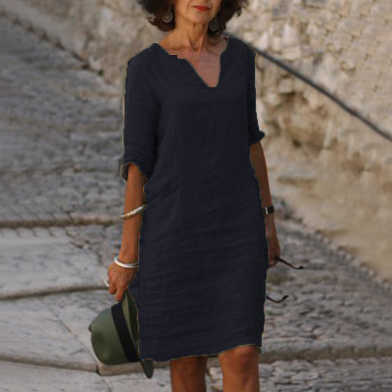 Women's Minimalist Solid Color Casual Dress
