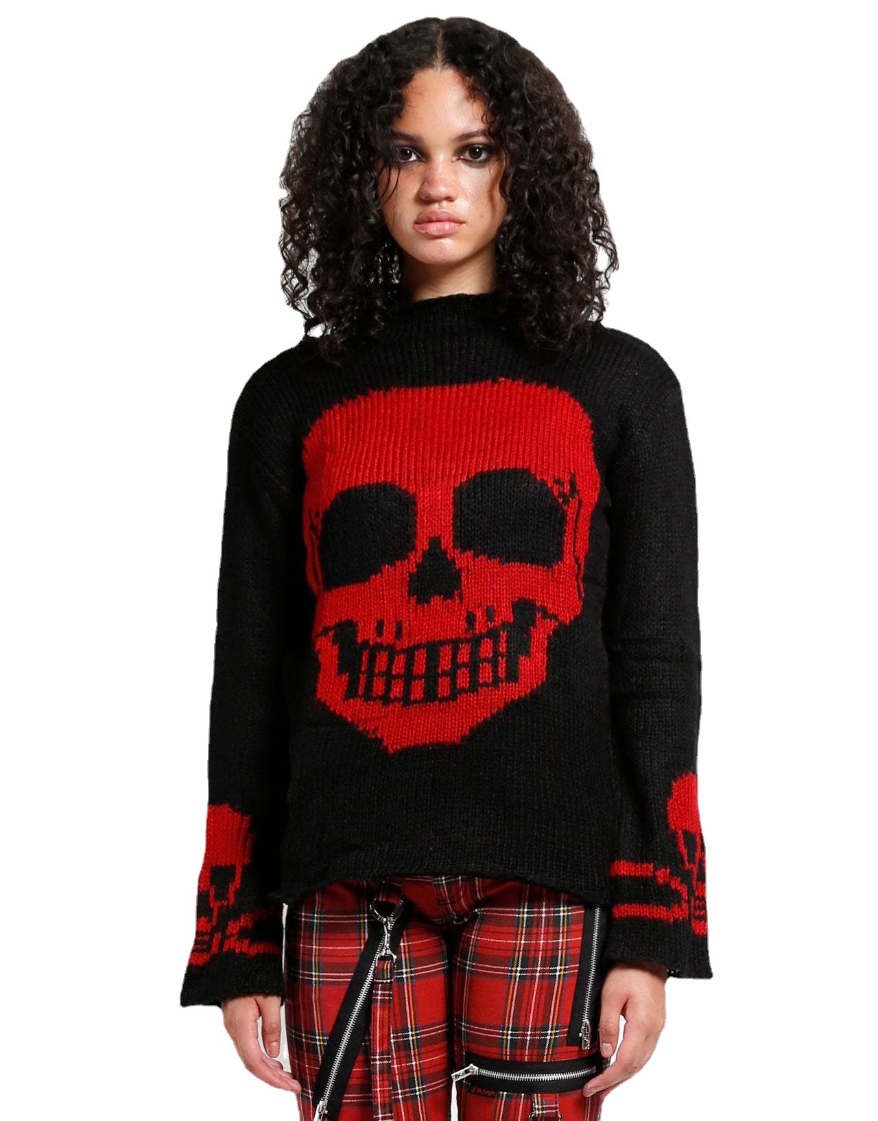 Women's Skull Graphic Long Sleeve Knit Sweater