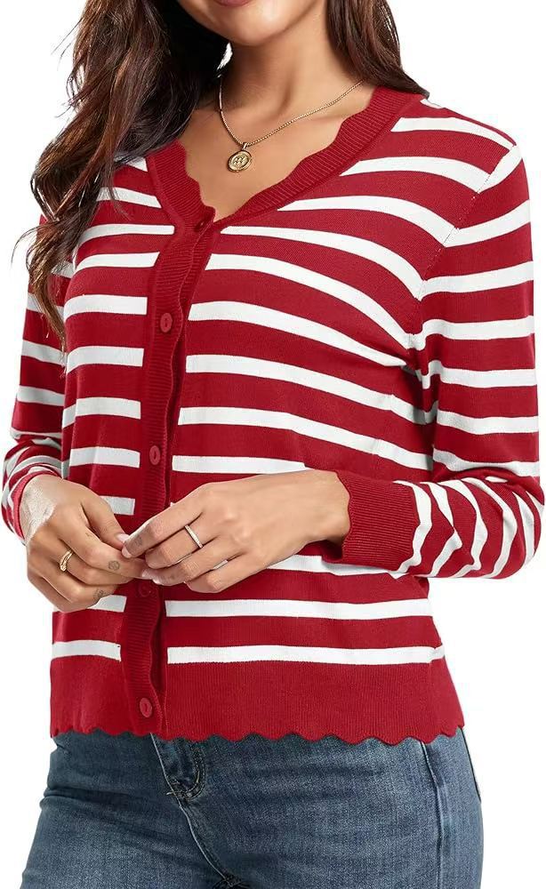 Lightweight Ruffle Trim Short Knit Cardigan