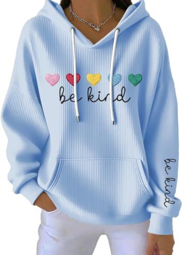 Women's Heart Be Kind Letter Print Hooded Sweatshirt