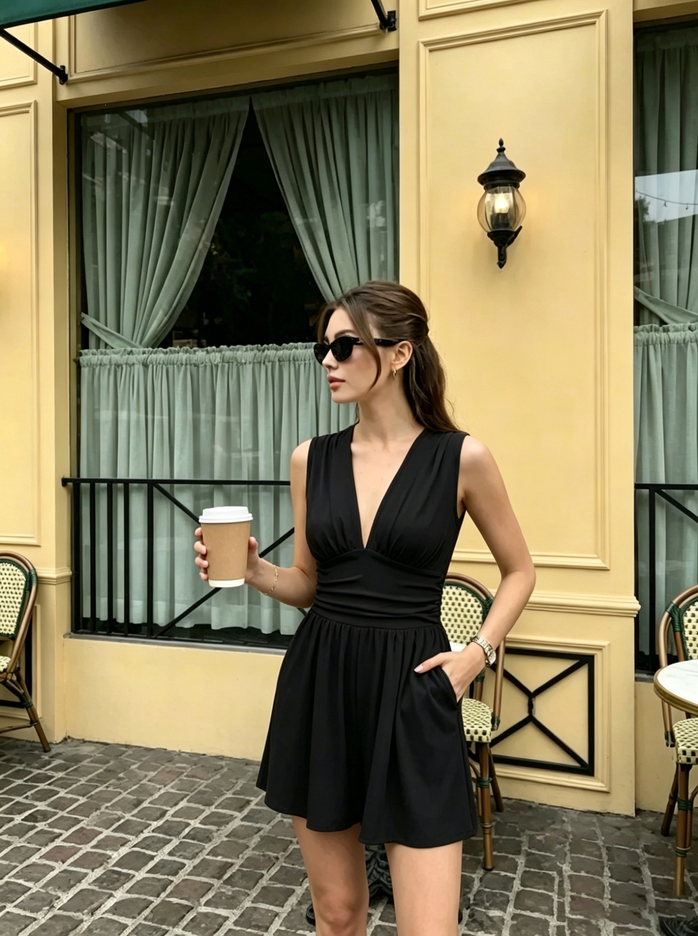 Women's Deep V-Neck Sleeveless Wide-Leg Romper