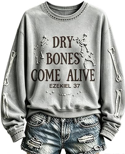 Bone Letter Print Crewneck Long Sleeve Pullover Sweatshirt
