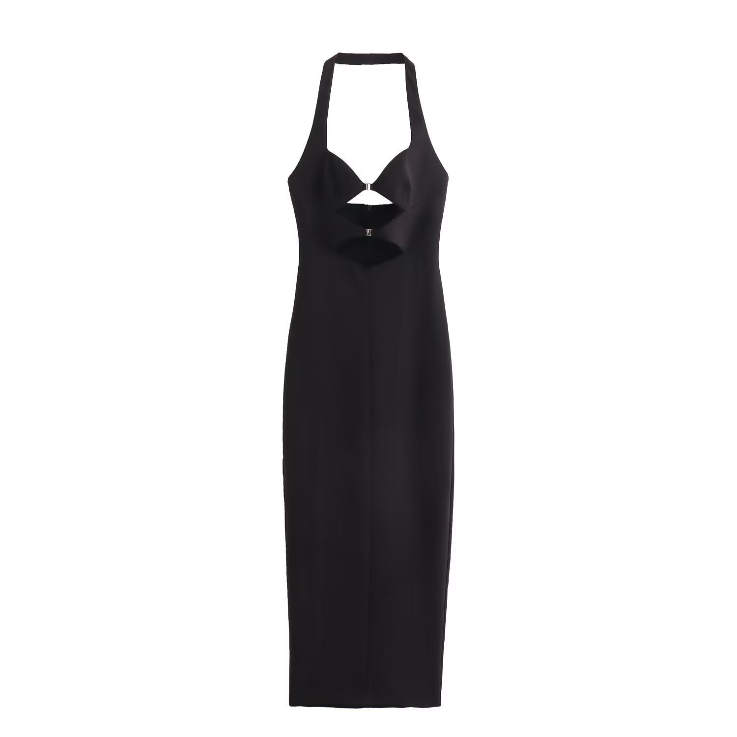 Women's Halter Neck Bodycon Dress with Buckle Detail
