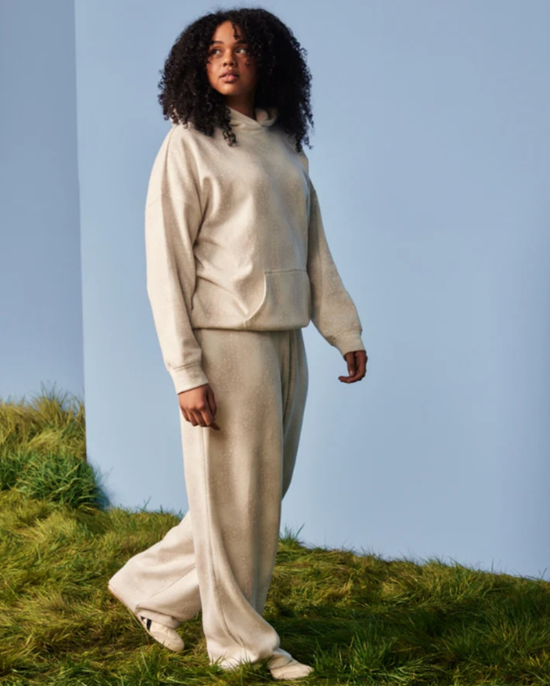 Women's Solid Hooded Long-Sleeve Top & Wide-Leg Pants Set