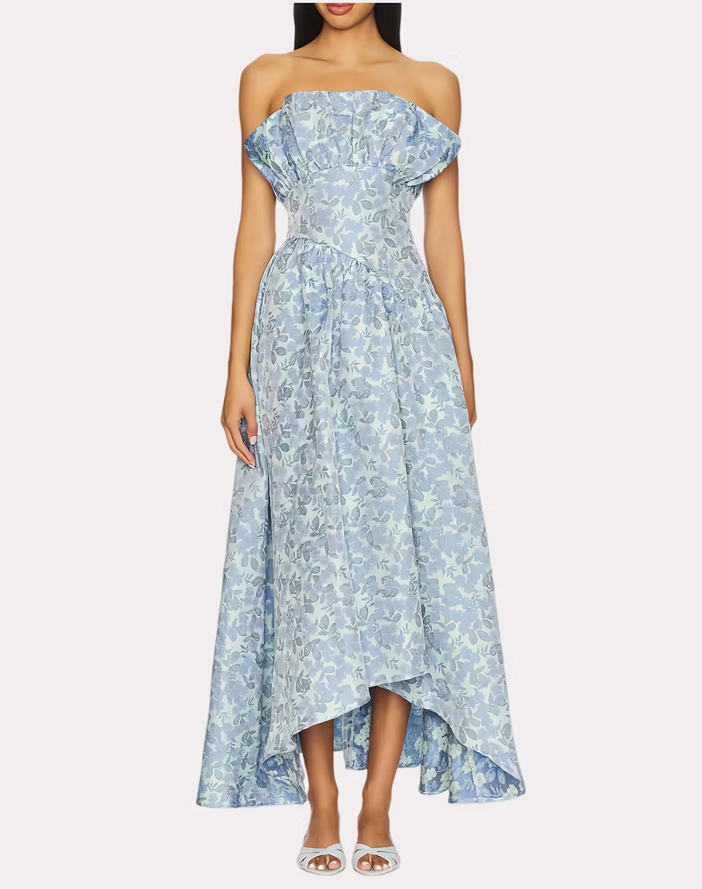 Floral Off-Shoulder High-Waist Asymmetrical Maxi Dress