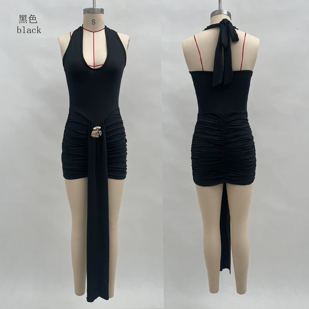 Women's Slim Fit Backless Halter Bodycon Dress