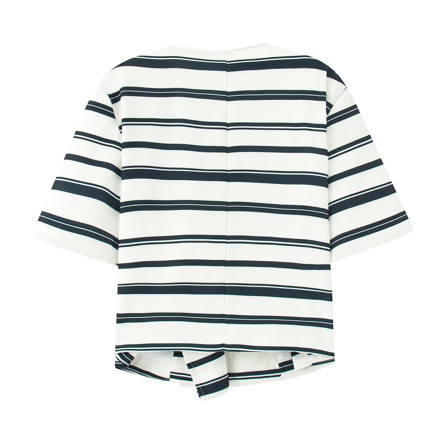 Striped Color-Block Short Sleeve Top and Skirt Set