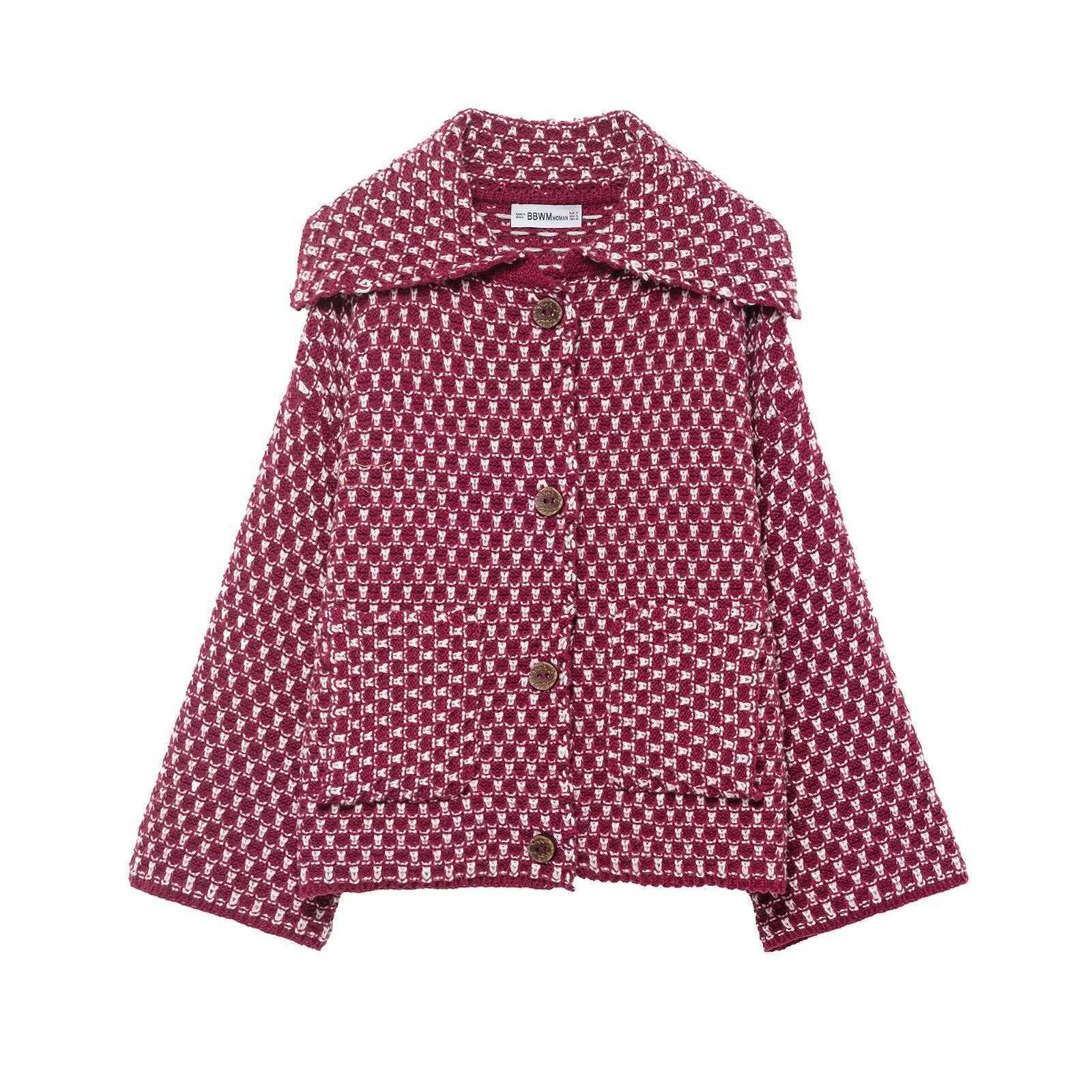 Women's Retro Houndstooth Cardigan Coat Multi-Color