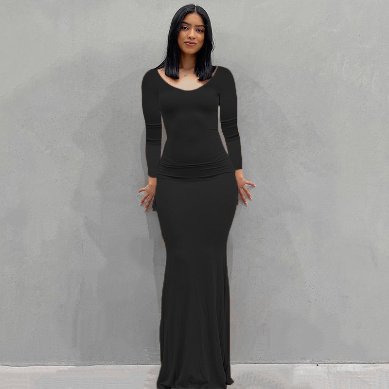 Skims-Inspired Long Sleeve Bodycon Lounge Dress