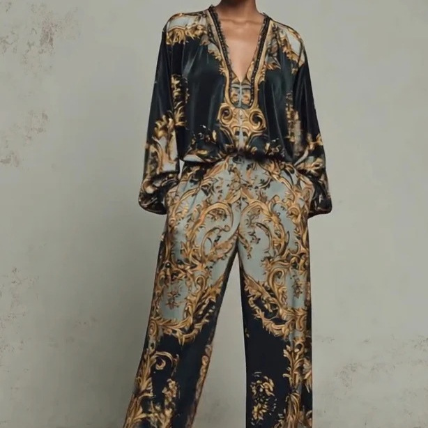Unisex 3D Print Long Sleeve Top and Pants Loungewear Set