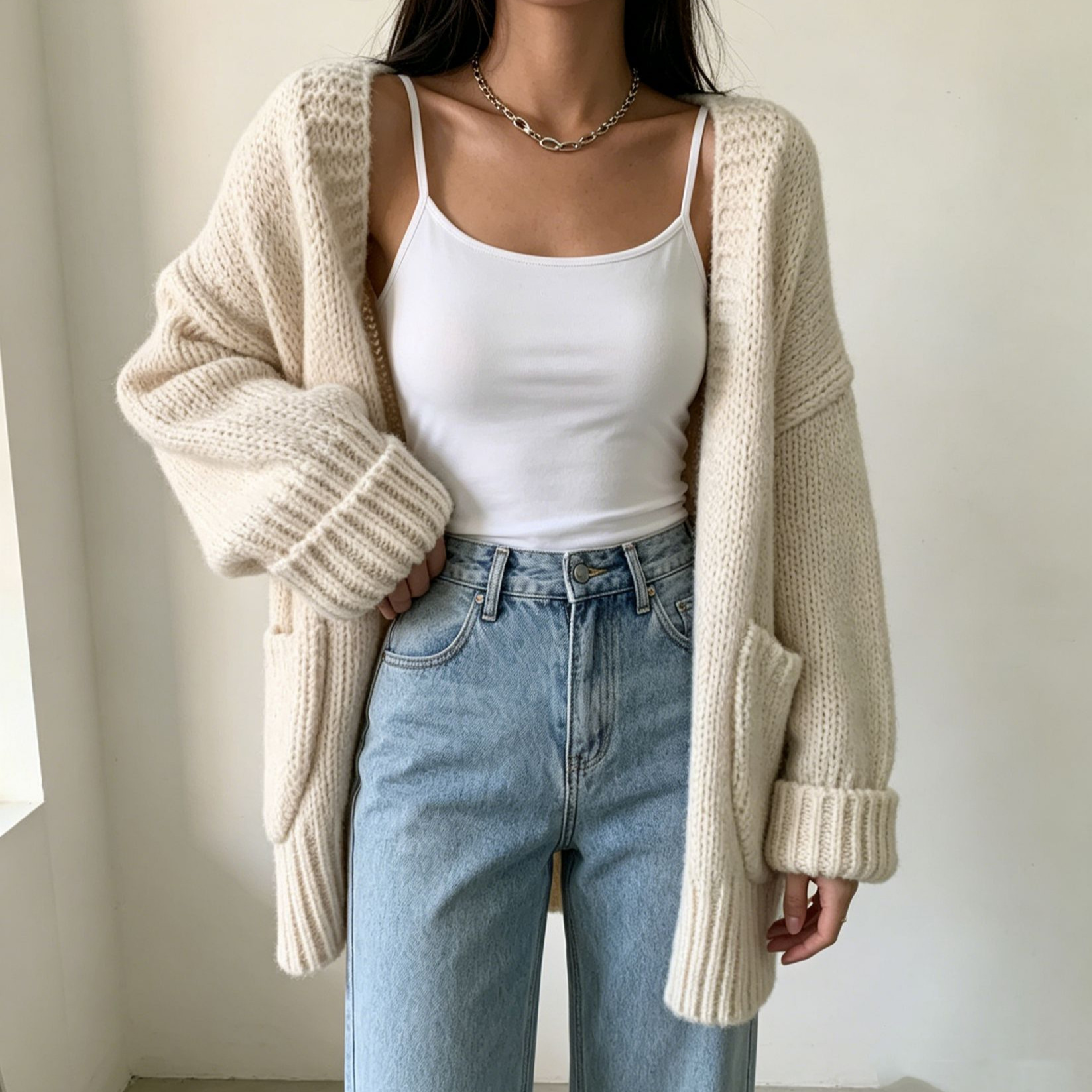 Chunky Knit Cardigan Women's Loose Soft Oversized Sweater Coat