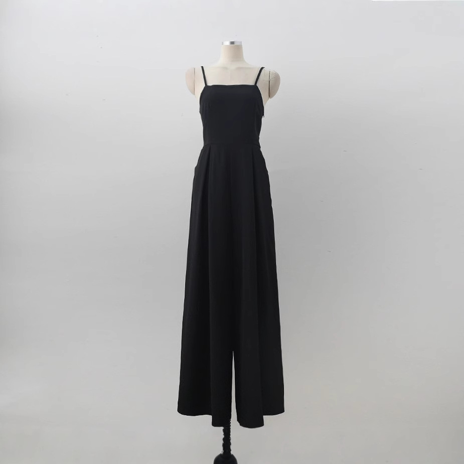 Women's French-Style Back Cutout High-Waist Slimming Cami Jumpsuit