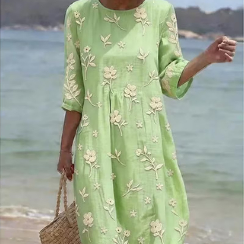 Women's Floral Print Ruched Midi Dress
