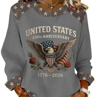 Women's Eagle American Flag Print Crewneck Sweatshirt