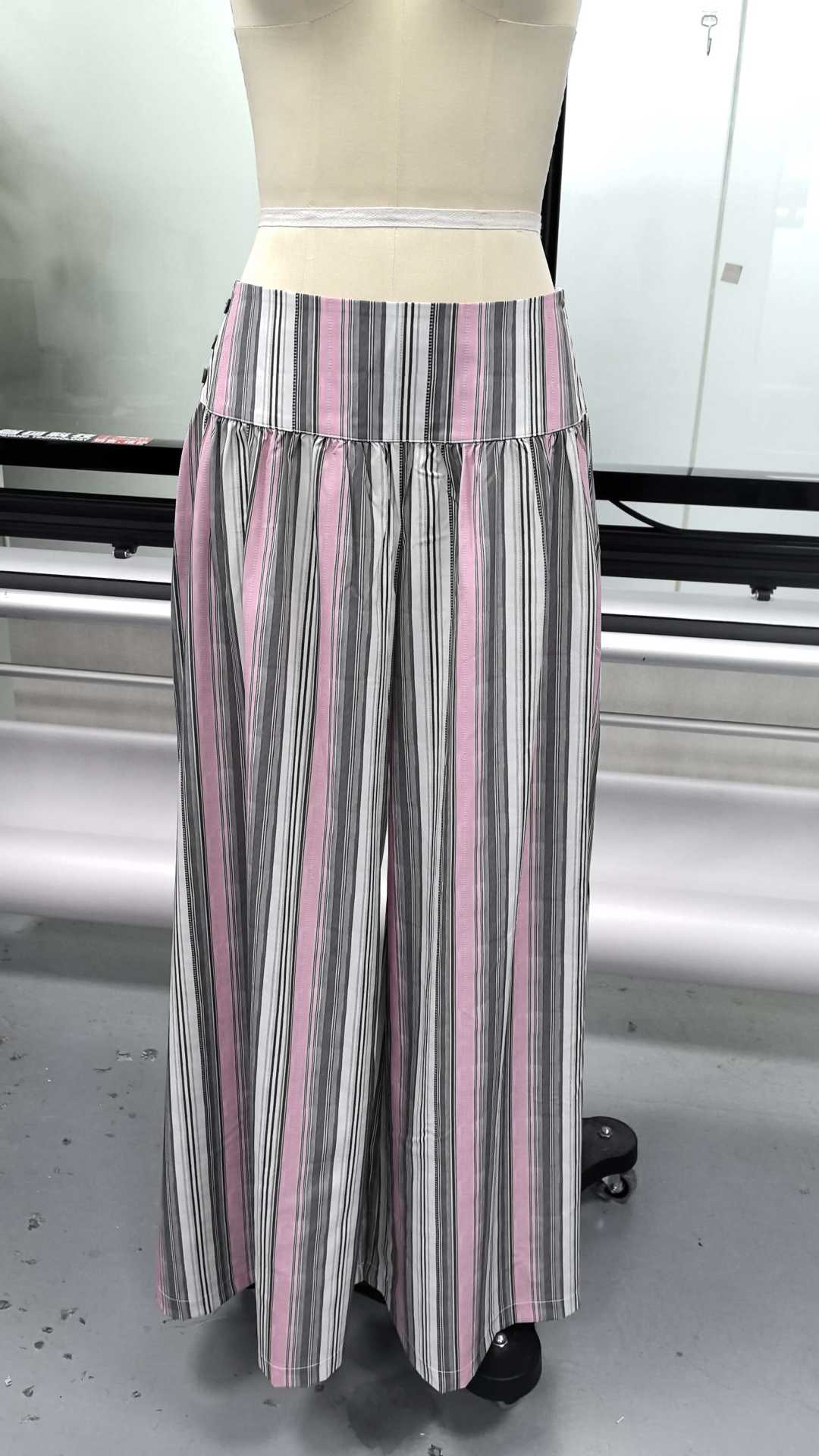 Western Boho Striped Wide-Leg High-Waist Pants