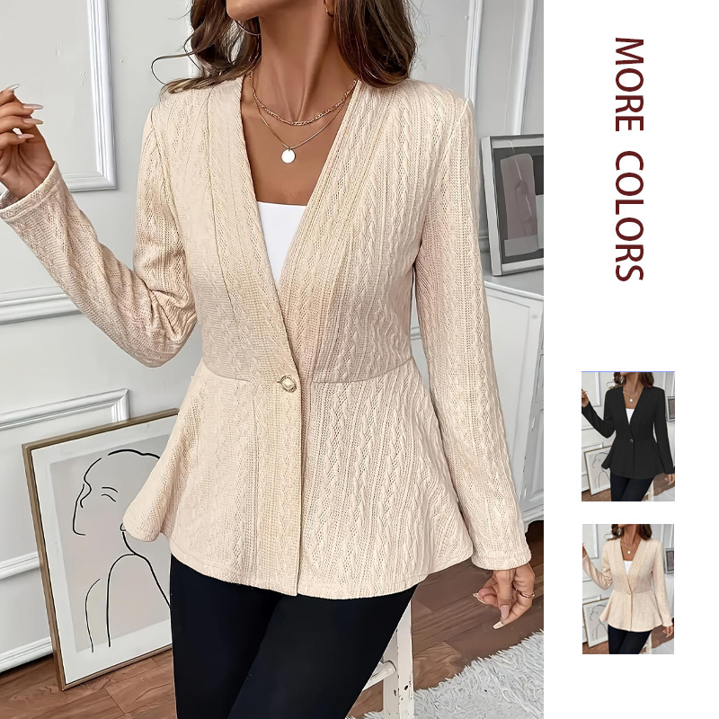 Women's Solid One-Button Knit Cardigan