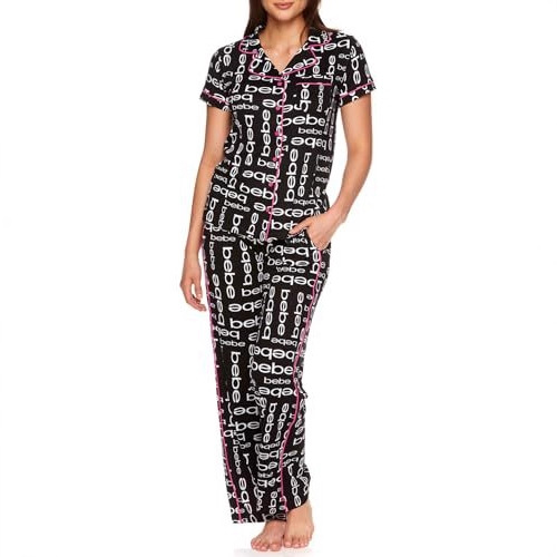Women's Cuban Collar Letter Print Short Sleeve Shirt and Pants Set