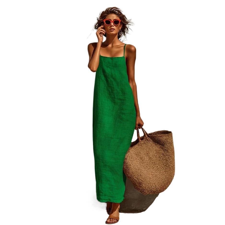 Adjustable Strap Square Neck Boho Vacation Dress