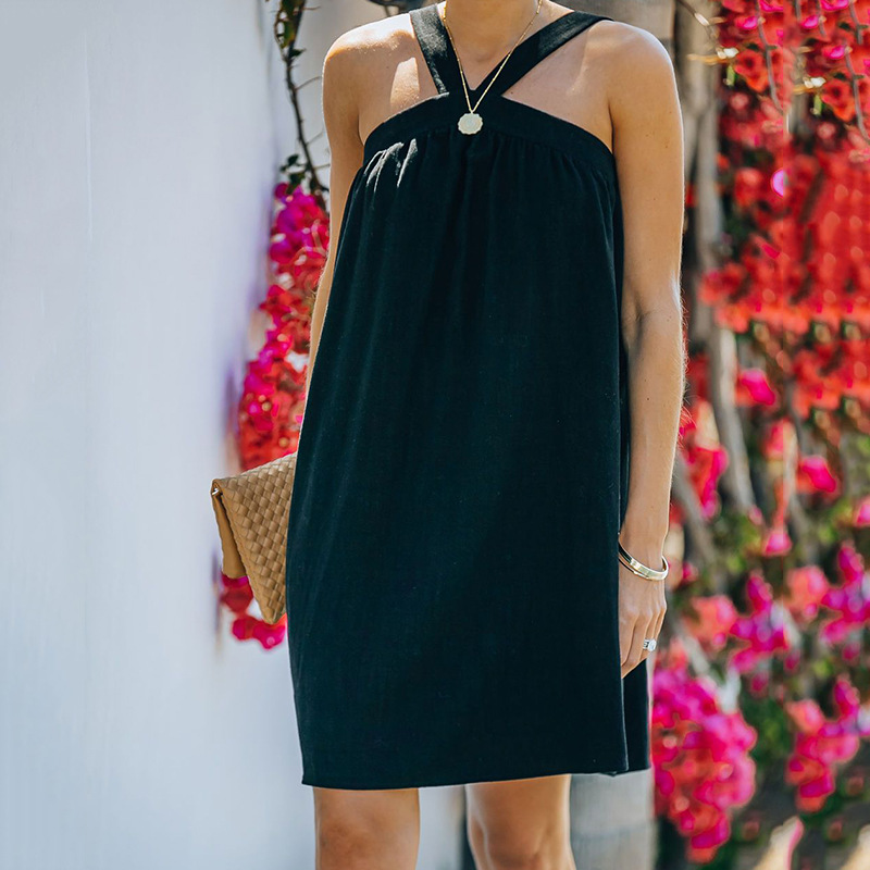 Women's Solid Color Off-Shoulder Cami Dress