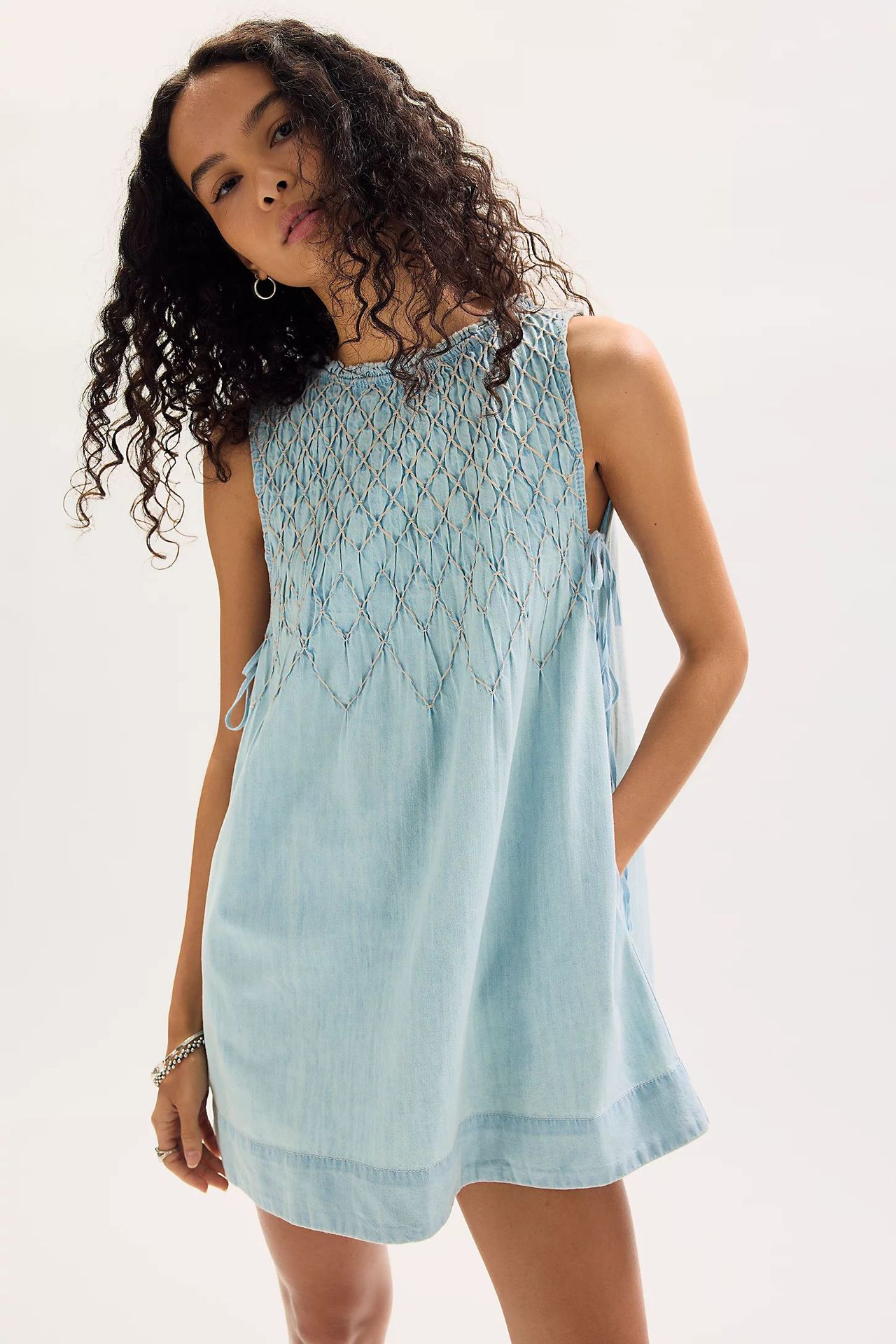 Women's Loose Sleeveless Washed Denim Mini Skirt