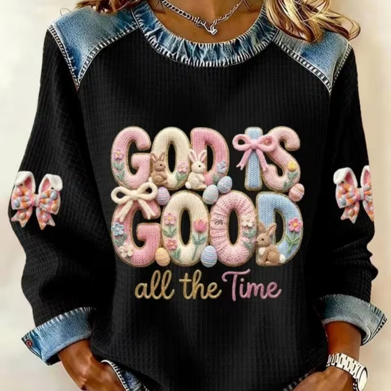 Women's God Is Good Colorful Letter Print Sweatshirt