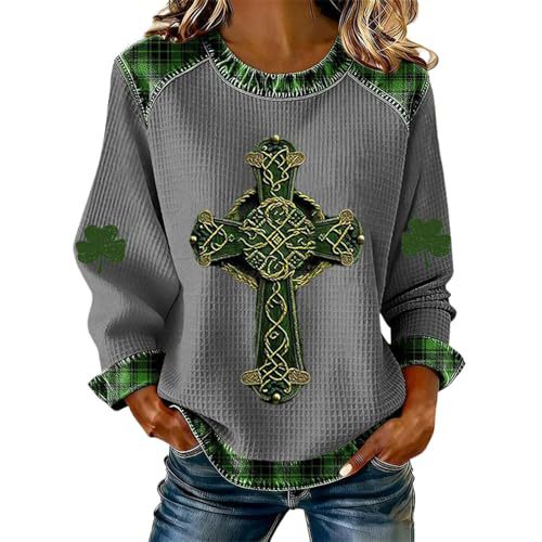 Women's Clover Tree Plant Print Crewneck Sweatshirt