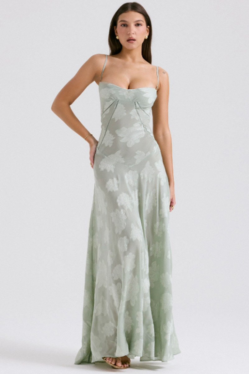 French Lace Tie Strap Sleeveless Long Dress