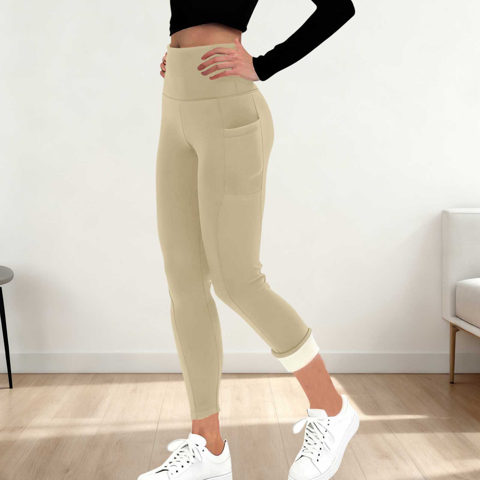 Fleece-Lined High-Waist Yoga Leggings with Pockets