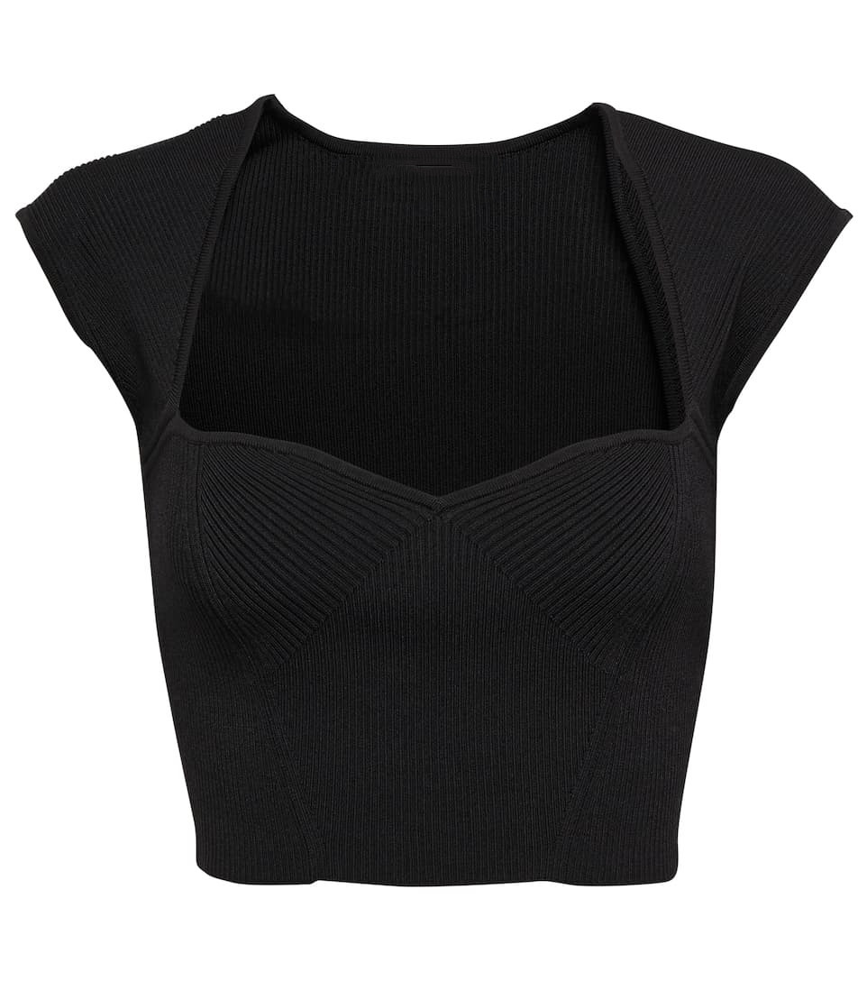 Square Neck Sleeveless Crop Knit Top