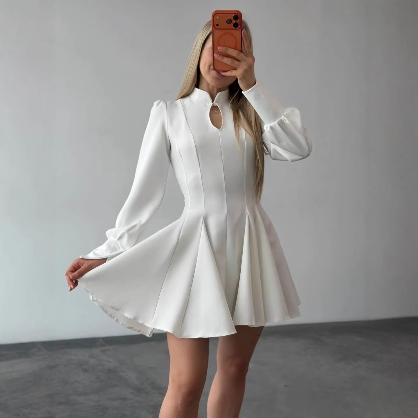 Women's Elegant A-Line Short Dress with Waist-Cinching Slimming Fit