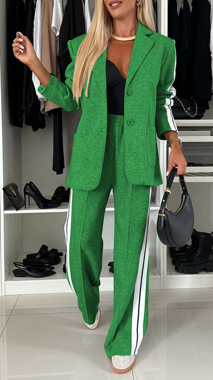 Women's Long Sleeve Collared Casual Blazer Pants Set