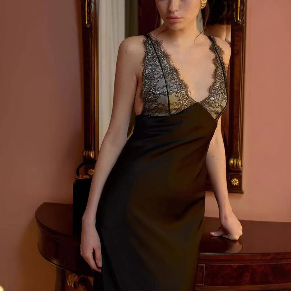Lace Cami Patchwork Bodycon Long Dress