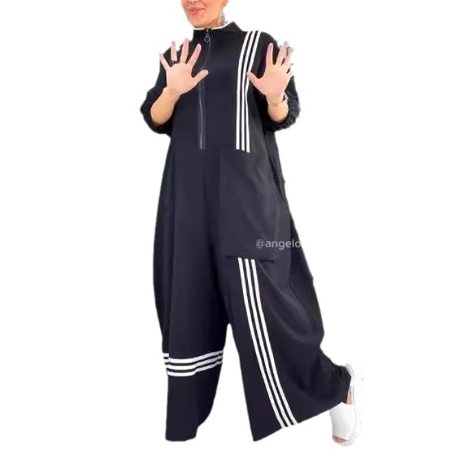 Women's Loose Slimming Seven-Sleeve Lapel Patchwork Jumpsuit