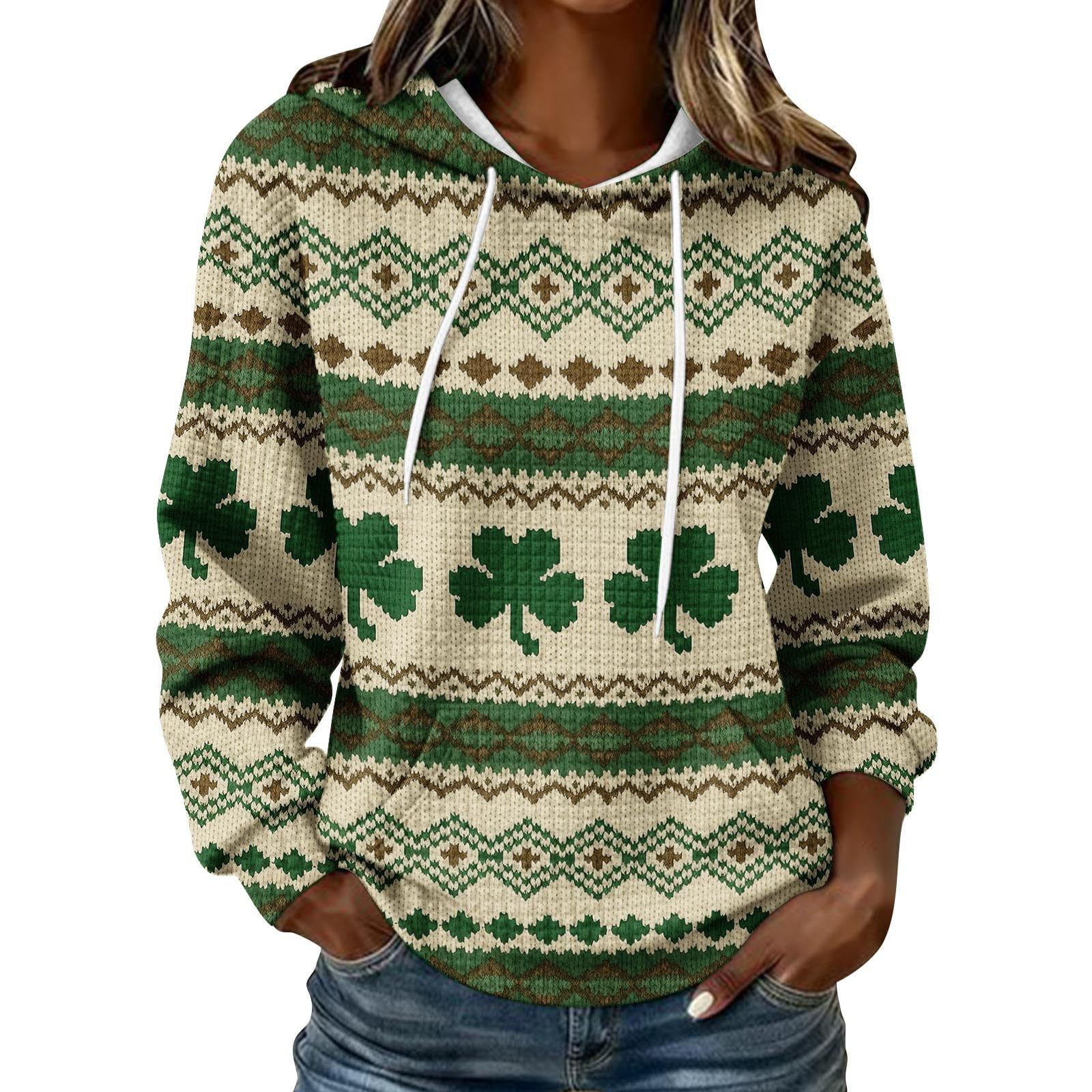 Women's Clover Cross Letter Print Hoodie