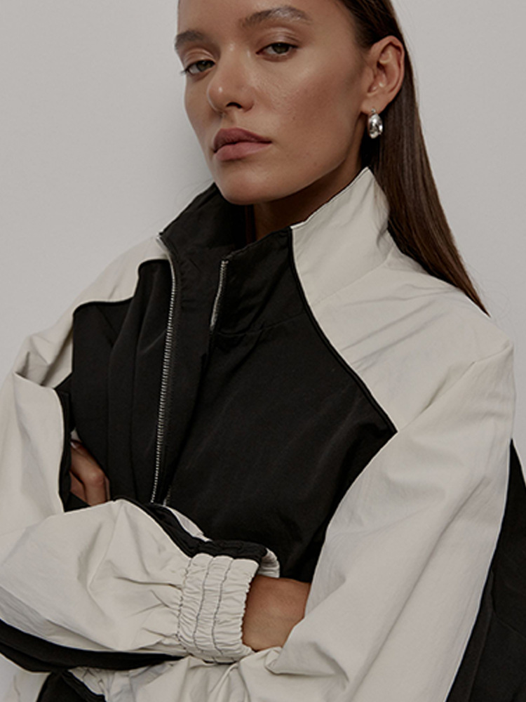 Women's Color-Block Drawstring Track Jacket and Pants Set
