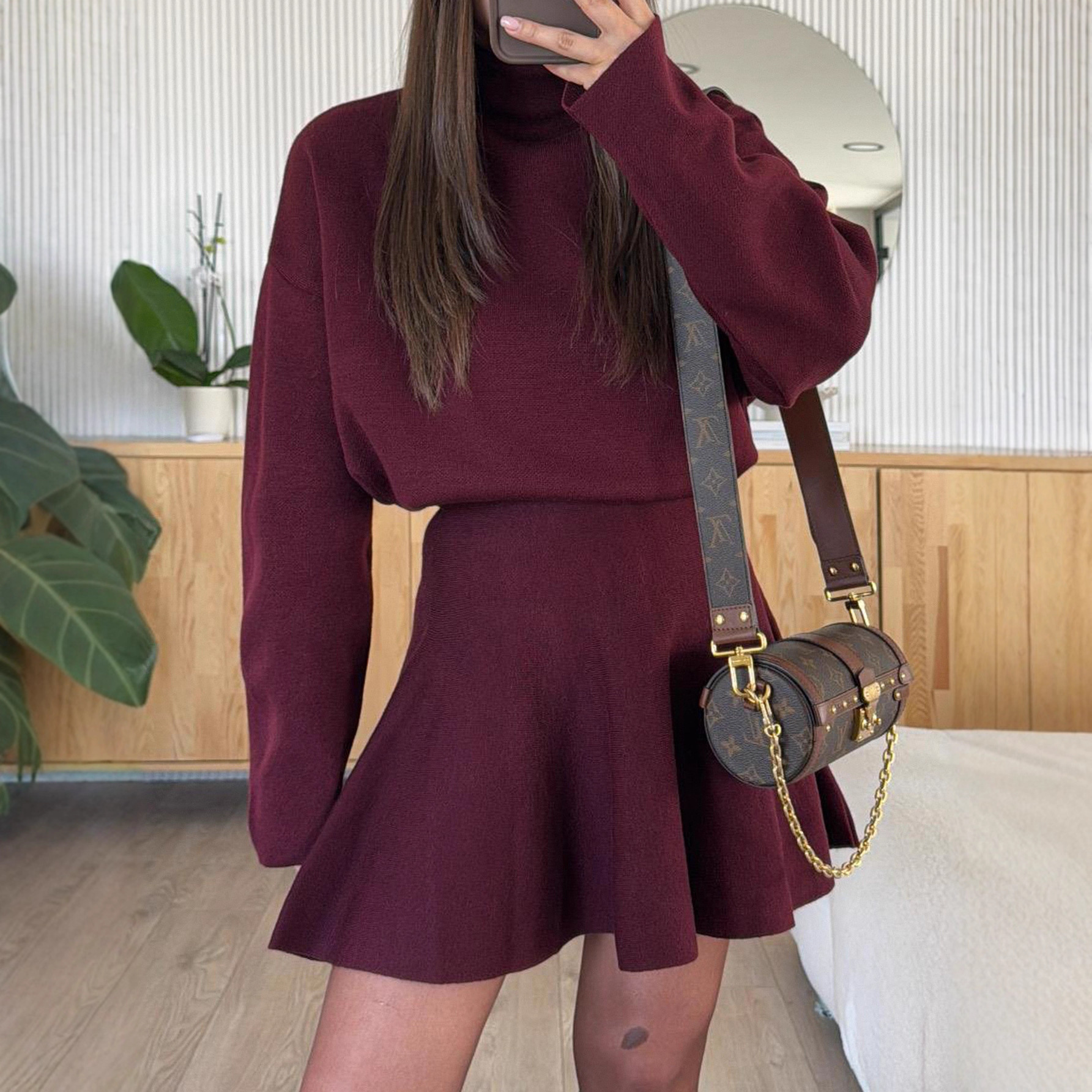 Women's Casual Sweater and Mini Skirt Two-Piece Set Long Sleeve