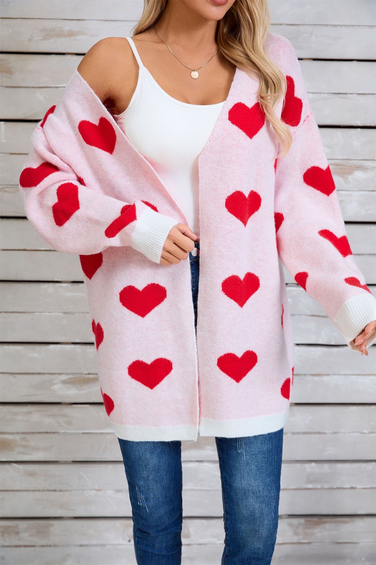Heart Color-Block Knit Sweater