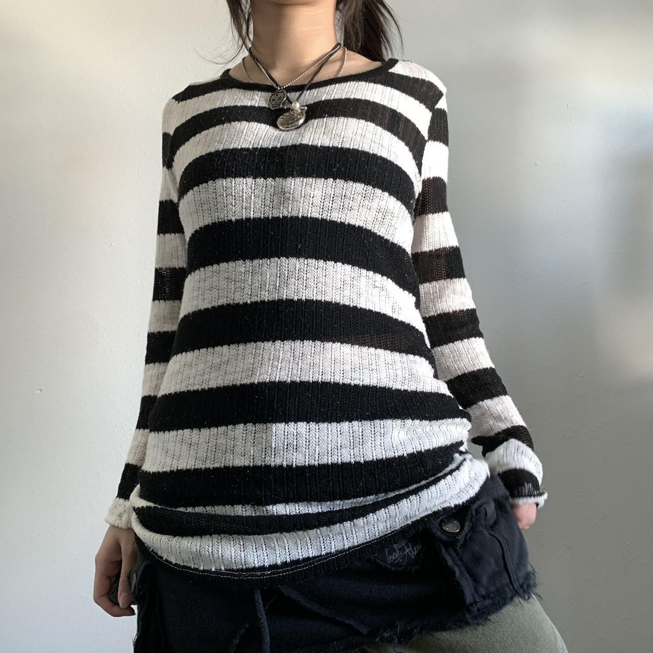 Striped Long Sleeve Loose Knit Top