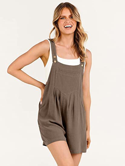 Cotton-Linen Wide-Leg Romper with Pockets