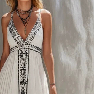 Retro Color-Block Floral Print Chiffon Spaghetti Strap Maxi Dress