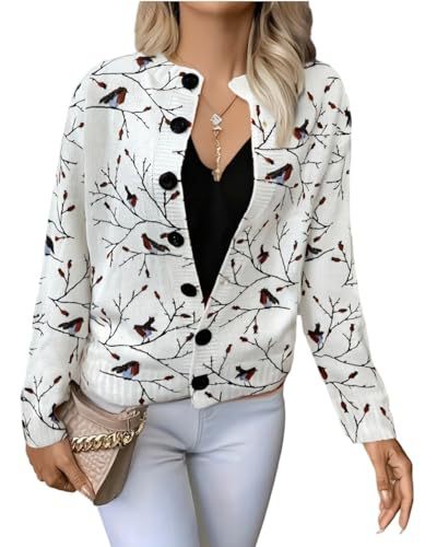 Women's Animal Boho Print Button Cardigan Sweater