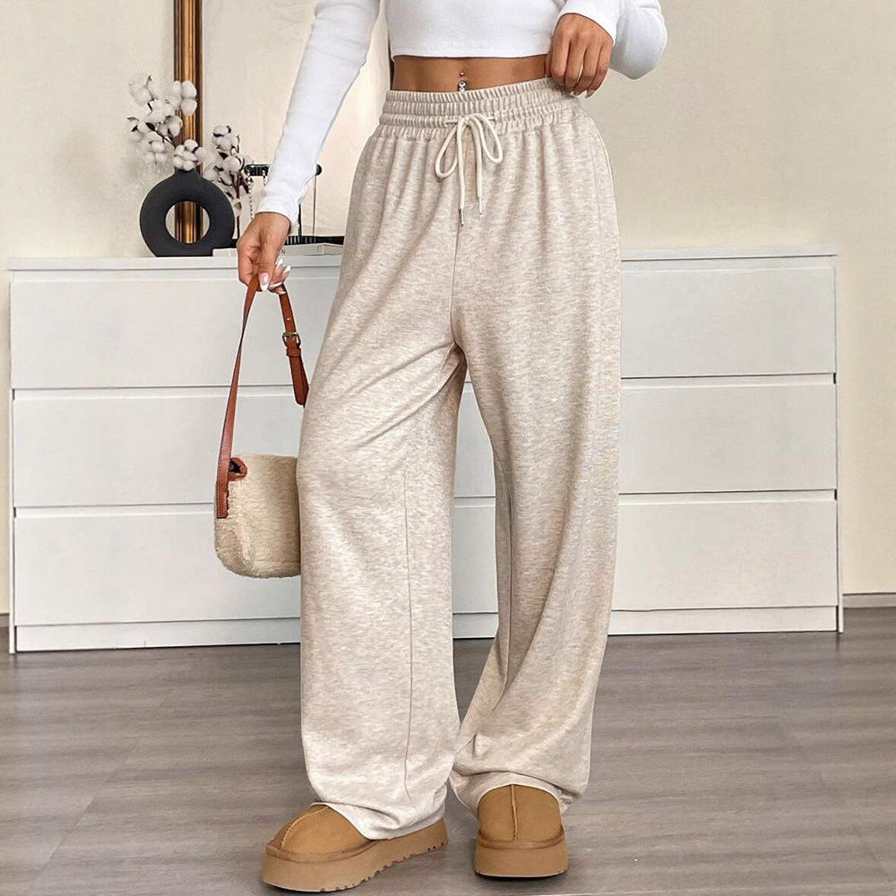 Women's Solid Color Wide-Leg Casual Pants Loose Slimming Commuter Trousers